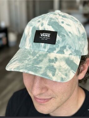 Vans Sage Green and White Tie-Dye Strapback Hat